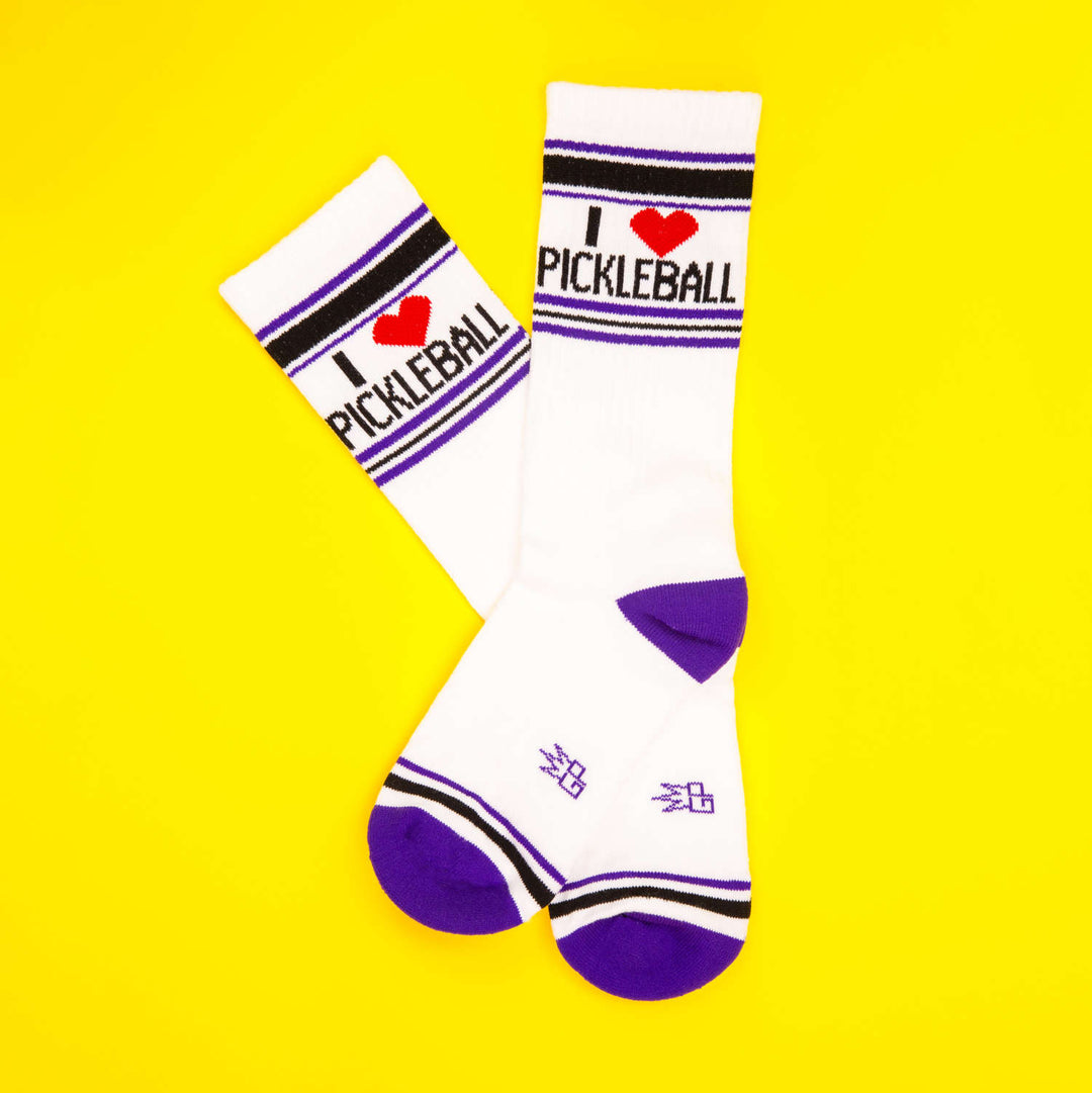 Gumball Poodle I ❤️ Pickleball Novelty Socks - White with Red
