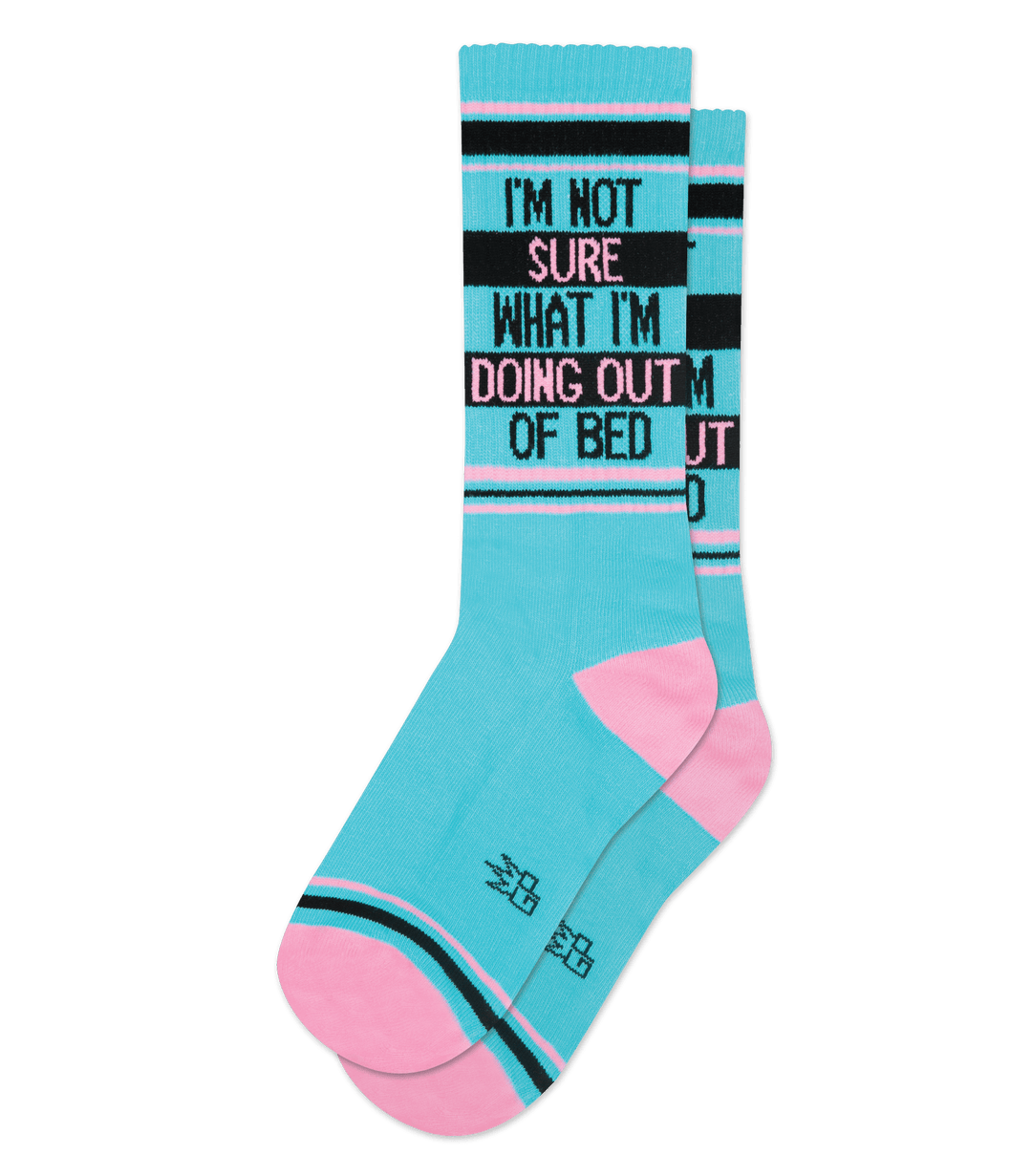 Gumball Poodle I'm Not Sure What I'm Doing Out Of Bed Teal Socks