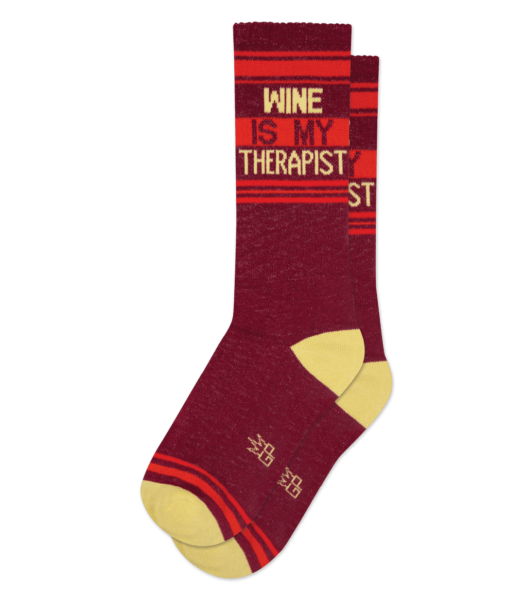 Gumball Poodle 'Wine is My Therapist' Novelty Socks | Crimson Red