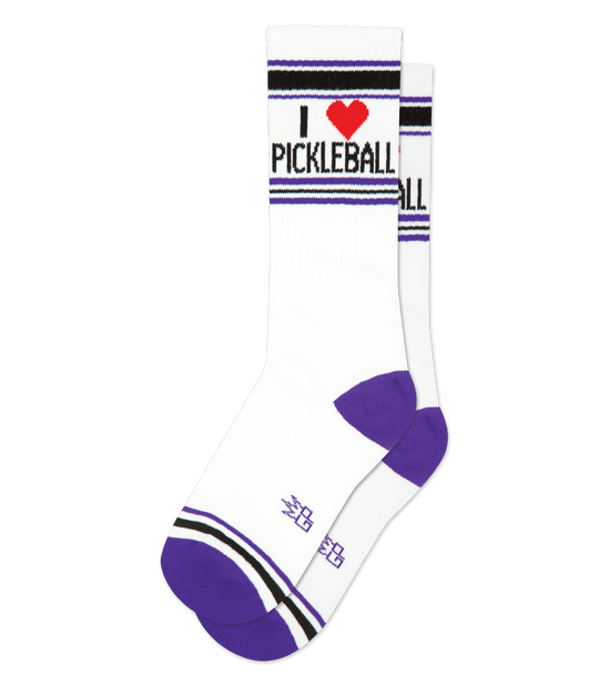 Gumball Poodle I ❤️ Pickleball Novelty Socks - White with Red
