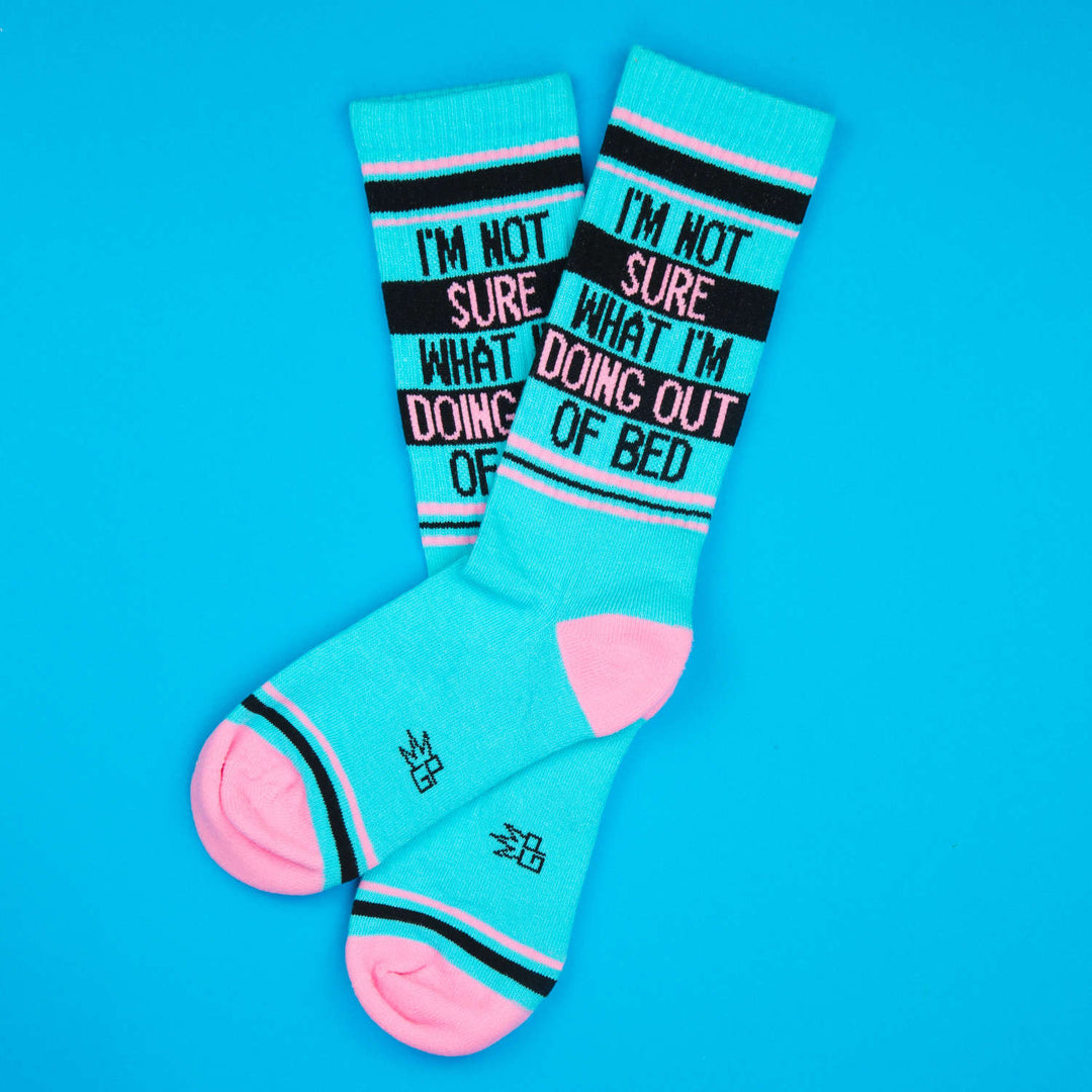 Gumball Poodle I'm Not Sure What I'm Doing Out Of Bed Teal Socks