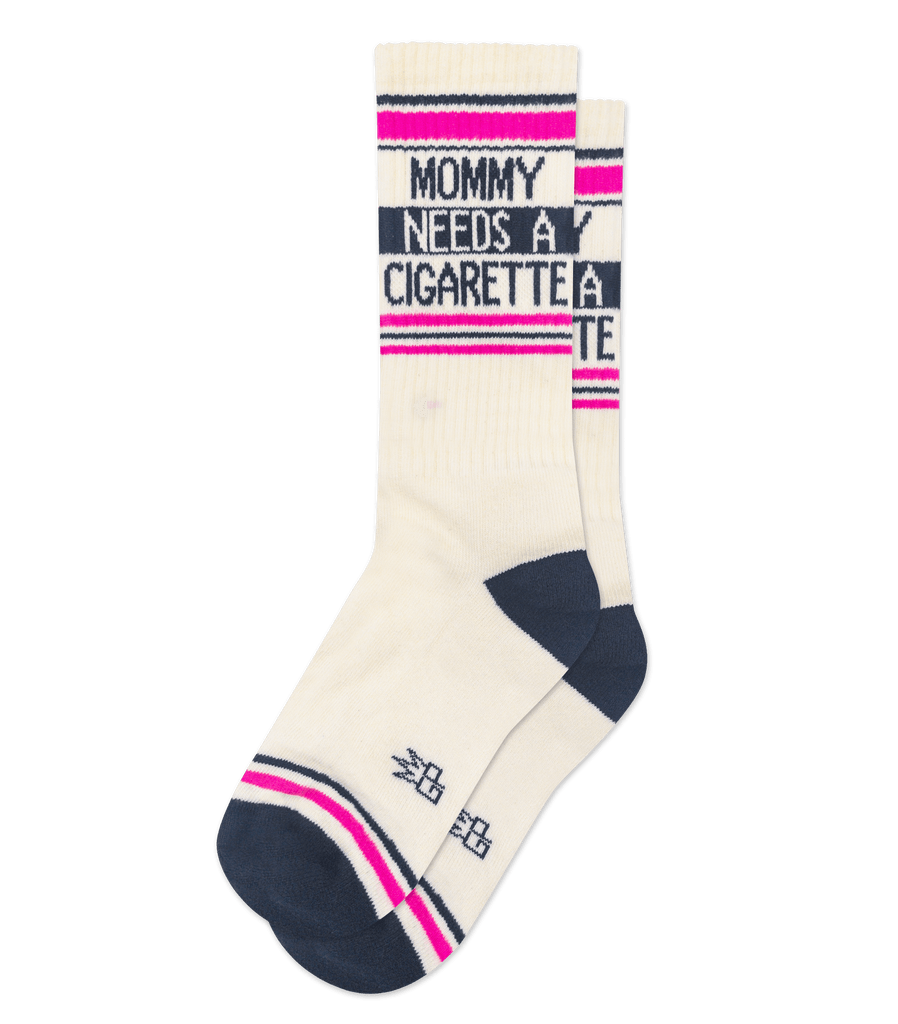 Mommy Needs A Cigarette Gym Socks – Funny Novelty Socks by Gumball Poodle