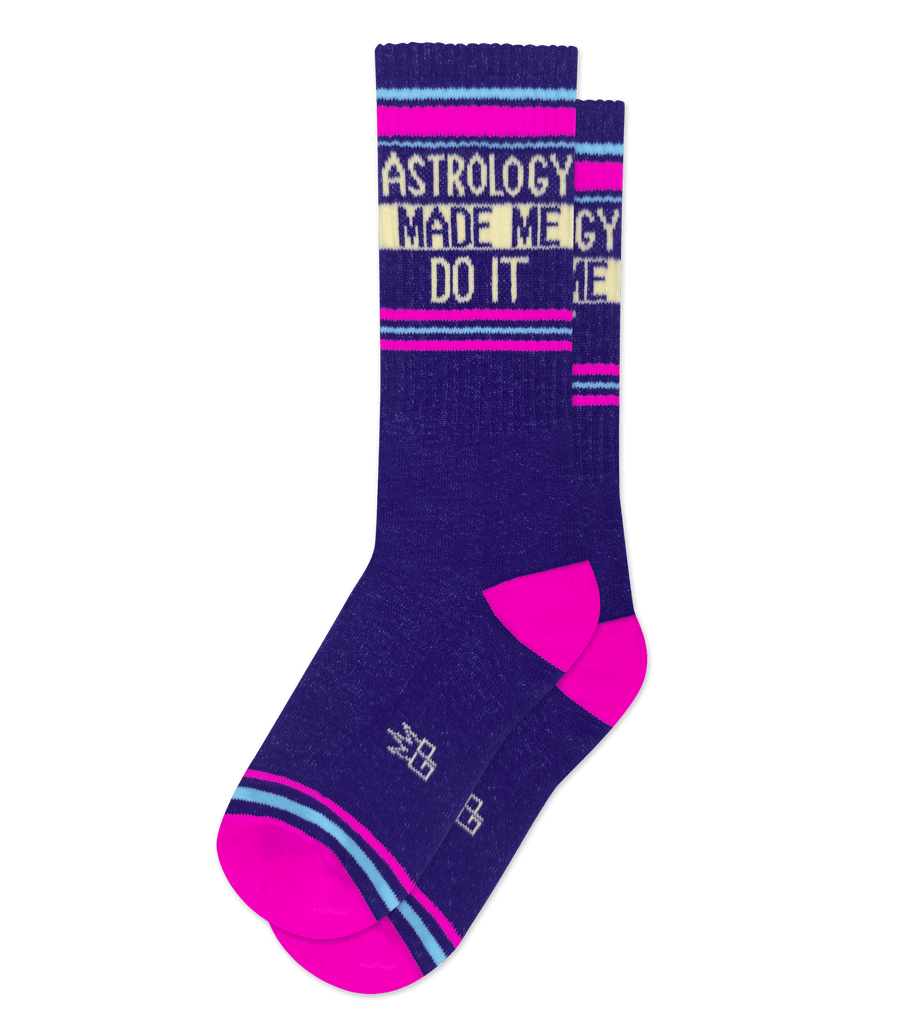 Astrology Made Me Do It Gym Socks – Funny Novelty Socks by Gumball
