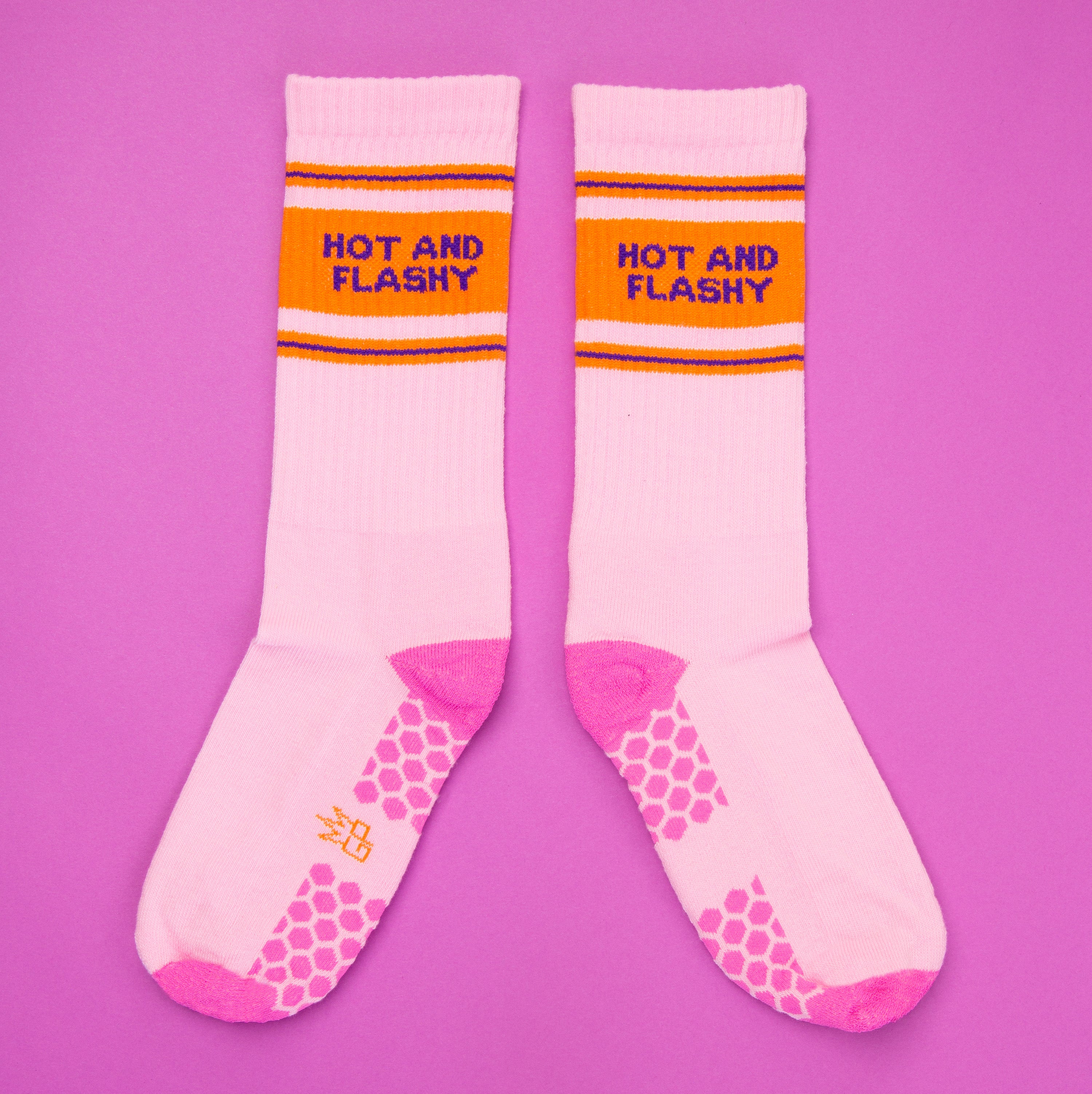Hot And Flashy Grip Socks – Funny Grip Socks by Gumball Poodle