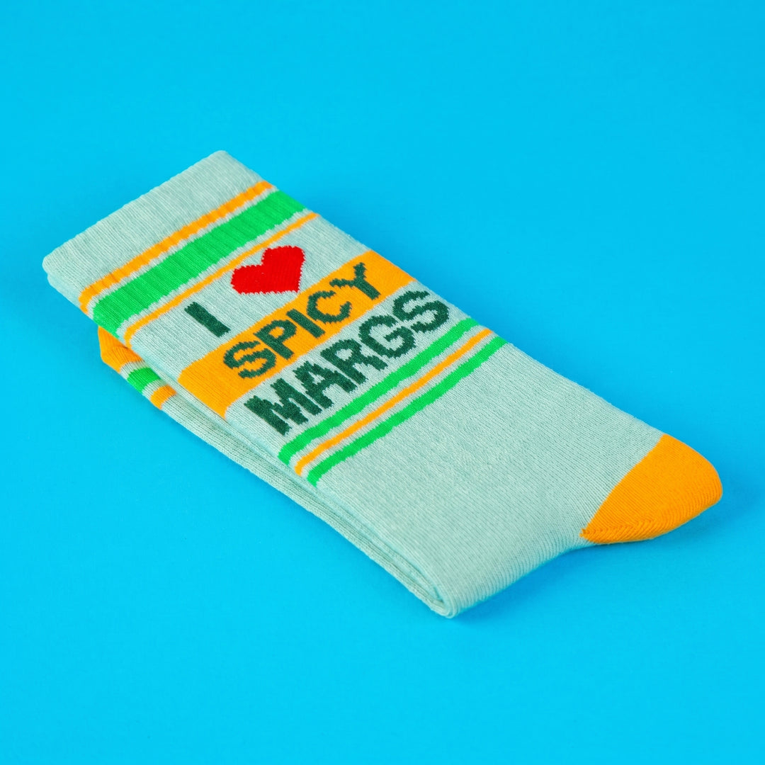 I ❤️ Spicy Margs Gym Socks – Funny Novelty Socks by Gumball