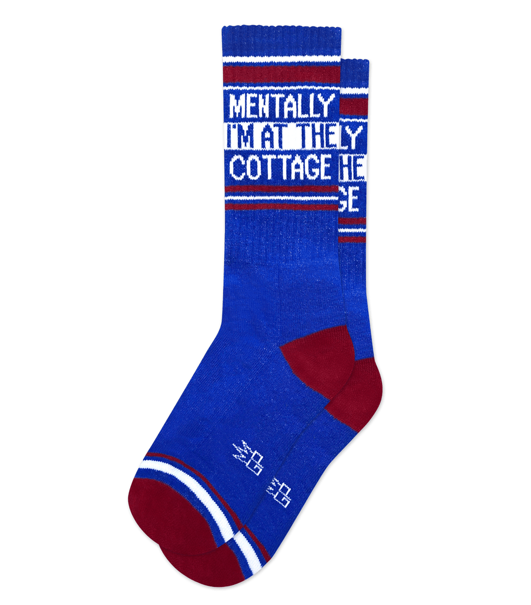 Mentally I'm At The Cottage Gym Socks – Funny Novelty Socks by