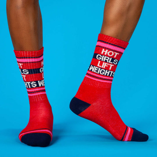 Gumball Poodle Hot Girls Lift Weights Novelty Socks | Red Body