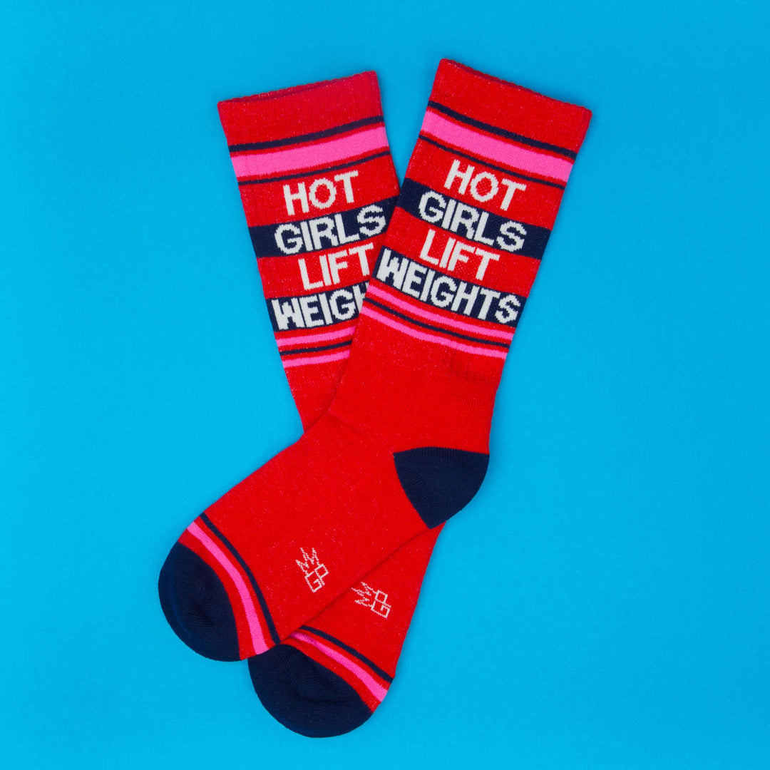 Gumball Poodle Hot Girls Lift Weights Novelty Socks | Red Body